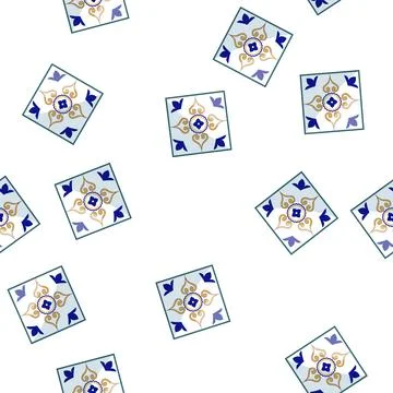Pattern glazed azulejos ornament tile cartoon vector Stock Illustration