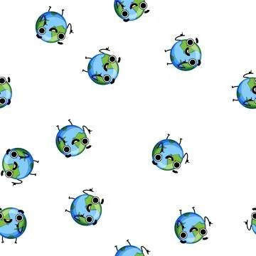 Pattern globe earth planet character cartoon vector Stock Illustration