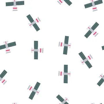 Pattern globe satellite cartoon vector 스톡 일러스트