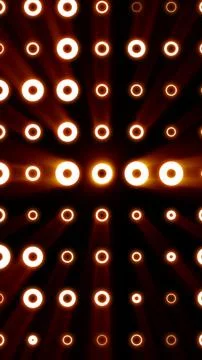 Pattern of glowing orange rings emitting radial light beams across a dark g.. Stock Illustration
