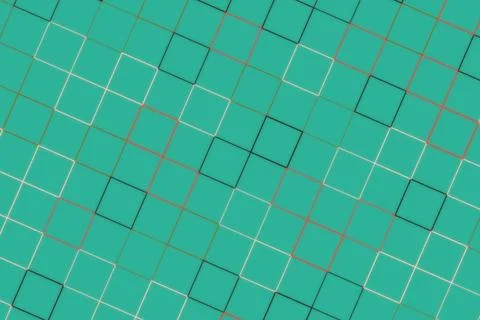Pattern of glowing outlined squares on green background Stock Photos