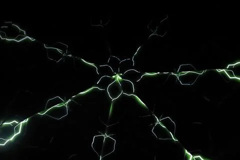 Pattern of glowing waves on a dark background. Blurred image. 스톡 사진