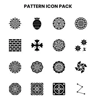 Pattern Glyph Bundle Icons Pack Stock Illustration