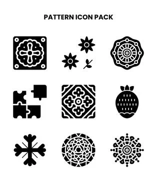 Pattern Glyph Design Icons Pack Stock Illustration