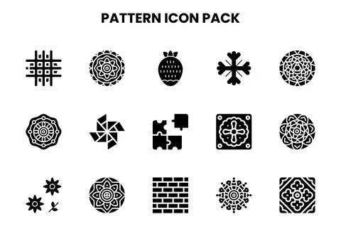 Pattern Glyph Vector Icons Pack Illustrazione stock