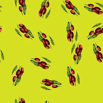 Pattern goji leaf sketch hand drawn イラスト素材