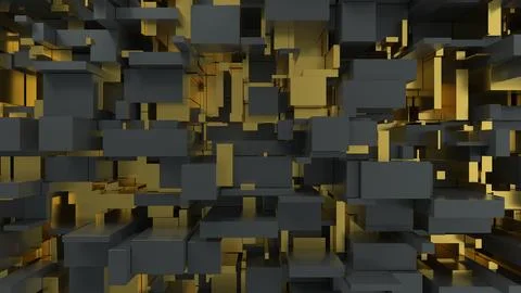 Pattern Of Gold And Black Blocks Top View Illustrazione stock