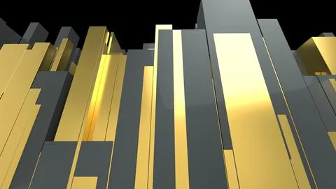 Pattern Of Gold And Black Blocks In Perspective Stock Illustration