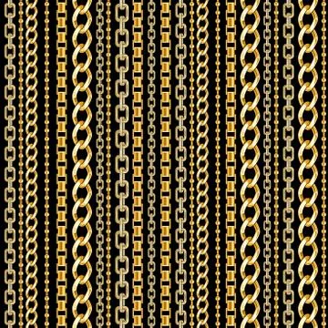 Pattern with gold chains 스톡 일러스트