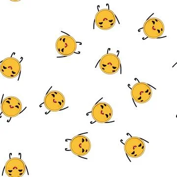 Pattern gold coin character cartoon vector Stock Illustration