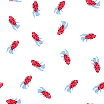 Pattern gold decorative fish cartoon vector Stock Illustration