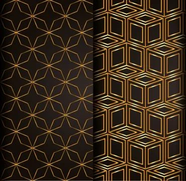 Pattern gold design over black rectangles background Stock Illustration