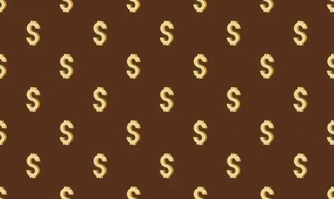 Pattern of gold dollar signs on brown background Stock Illustration