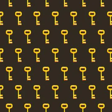 Pattern of gold metal antique lock keys Stock Illustration