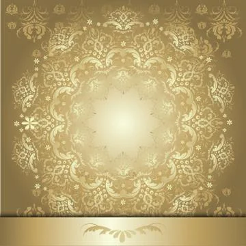 Pattern with gold ribbon Stock Illustration