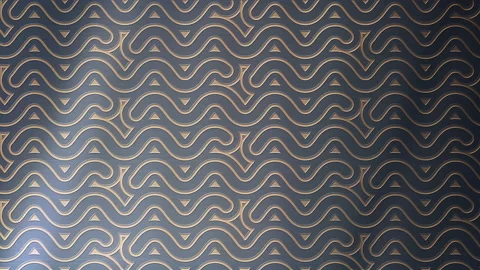 Pattern of gold wavy lines on a metal surface. 3d render loop animation. 4k UHD Stock Footage 116681483