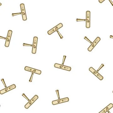 Pattern Golden door handle with keyhole detail on white background Illustration