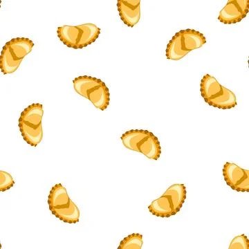 Pattern golden dumpling empanada pasta pastry vector Stock Illustration