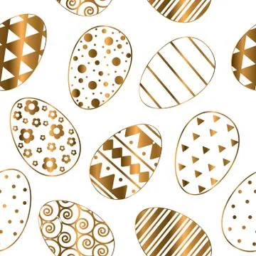 Pattern with Golden easter eggs Stock Illustration