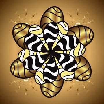 Pattern golden elements. Design vintage for card, sketch, wrapping, textile. Roy イラスト素材