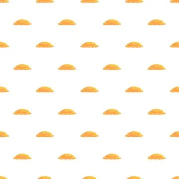 Pattern of golden ravioli pasta pieces on white background Stock Illustration