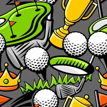 Pattern with golf items. Sport club illustration. Stock Illustration