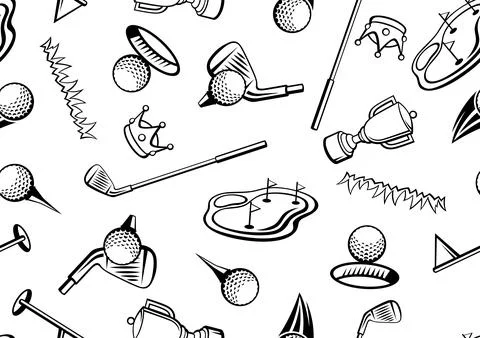 Pattern with golf items. Sport club illustration. Stock Illustration