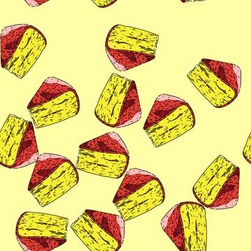 Pattern gouda cheese sketch hand drawn Stock Illustration