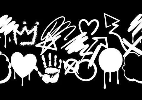 Pattern with graffiti symbols. Cartoon abstract grunge creative image. イラスト素材