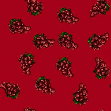 Pattern grape bunch red sketch hand drawn Stock Illustration