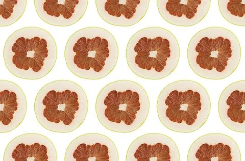 Pattern of grapefruits isolated on white background Stock Photos