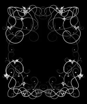 Pattern with grapes on a black background ornament Illustrazione stock