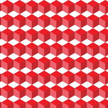 Pattern graphic drawing of cubes of red color on a white background. Vector Illustrazione stock