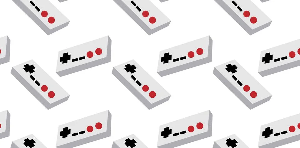 A pattern of gray and white old retro vintage hipster joysticks, manipulators イラスト素材