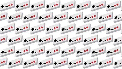 A pattern of gray old retro vintage hipster joysticks, manipulators, consoles Stock Illustration