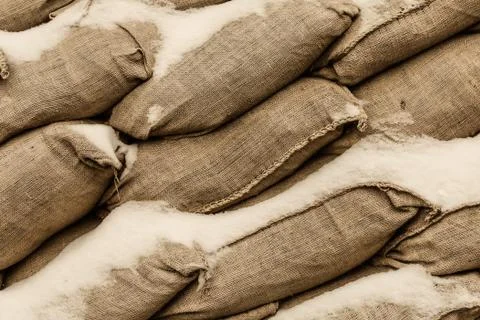 Pattern gray sand heap protection military shells building snow Stock Photos