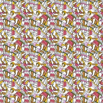 Pattern on gray, white and black. Seamless of Variety Muffins, Poppy seed, Choco Stock Illustration