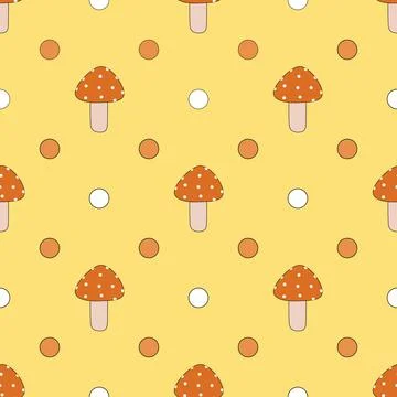Pattern of grbs and circles on yellow background Stock Illustration