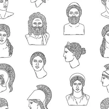Pattern with greek sculptures Stock Illustration