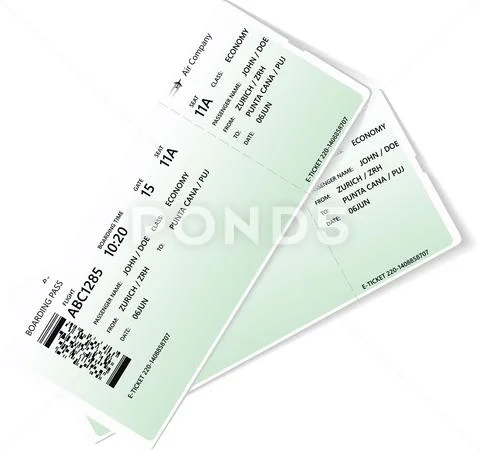 Pattern of green airline boarding pass ticket Stock Illustration