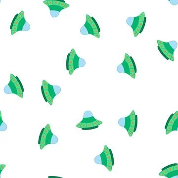 Pattern green alien spaceship traveling through cosmic space Stockillustratie
