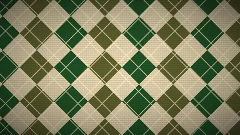Pattern of green and beige diamond shapes on a fabric Stock Footage 338227438