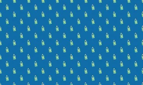 Pattern of green and blue shopping bags on blue background 库存插图