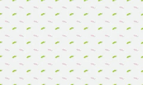 Pattern of green and pink leaves on white background Stock Illustration