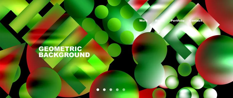 A pattern of green and red circles and squares inspired by Terrestrial plant Stock Illustration