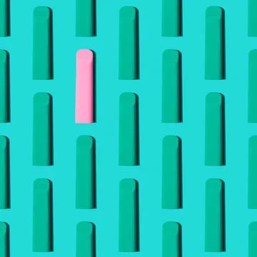 Pattern Green and rose pod vape in blue background Stock Photos