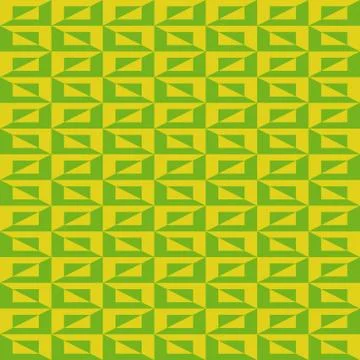 Pattern with green and yellow rectangles and triangles Stock Illustration