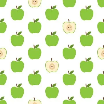 Pattern with green apples Stock Illustration