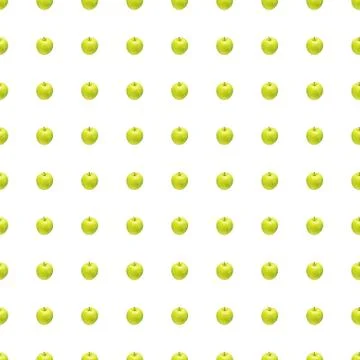 Pattern of green apples on a white background. Isolated fruits. Image for fabric Foto stock