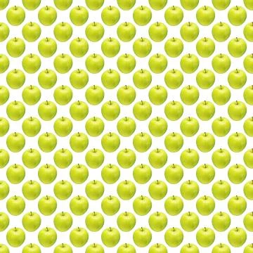 Pattern of green apples on a white background. Isolated fruits. Image for fabric Stock Photos